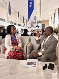 Fati N'Zi-Hassane and Dr. Michael Usi, Malawi Minister of Natural Resources and Climate Change