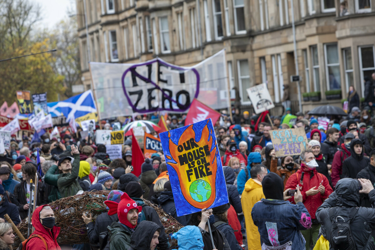 Protestors at a global day of climate action in Glasgow during COP26