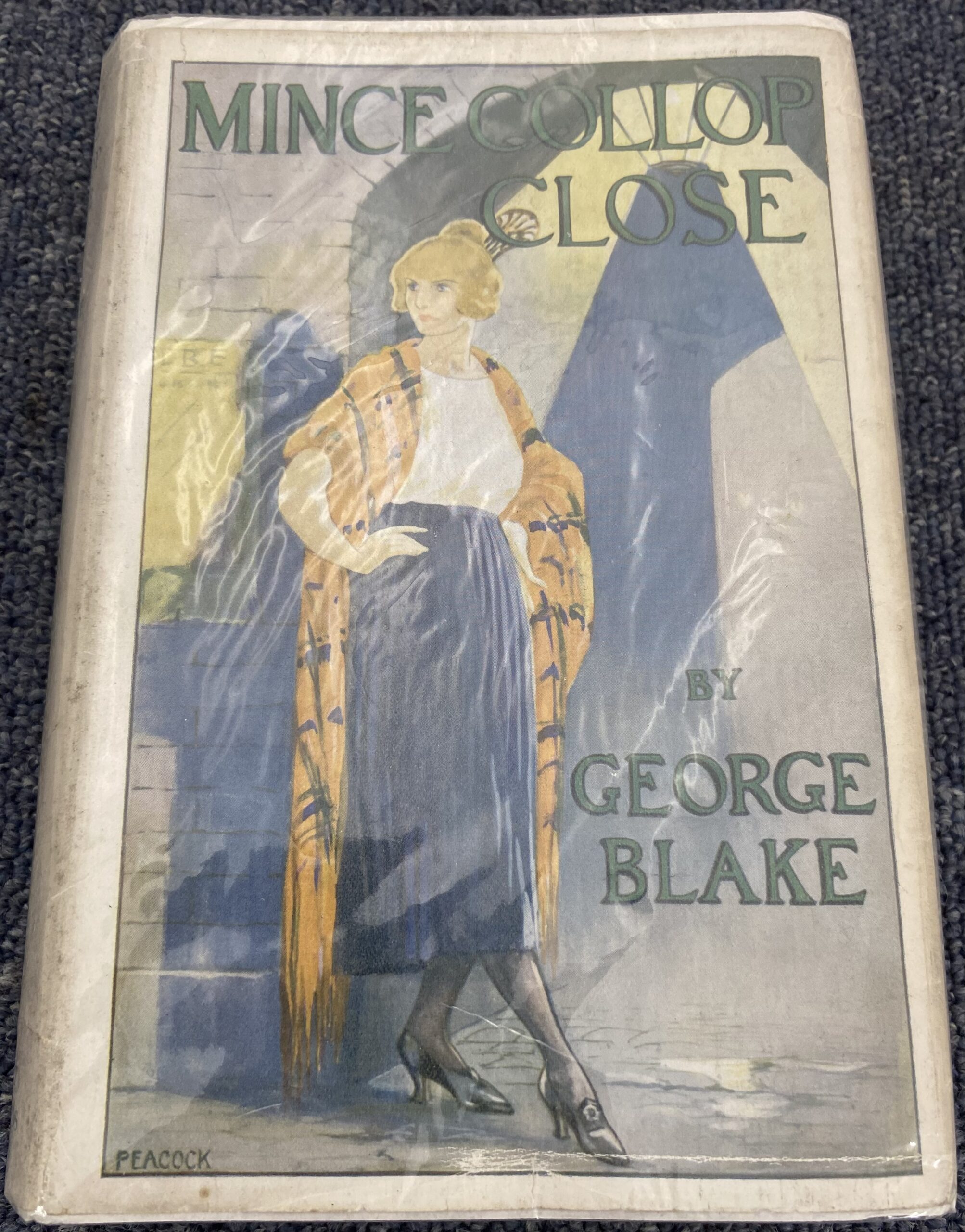 Mince Collop Close book cover. Lady standing in old fashioned clothes with hands on her hips.